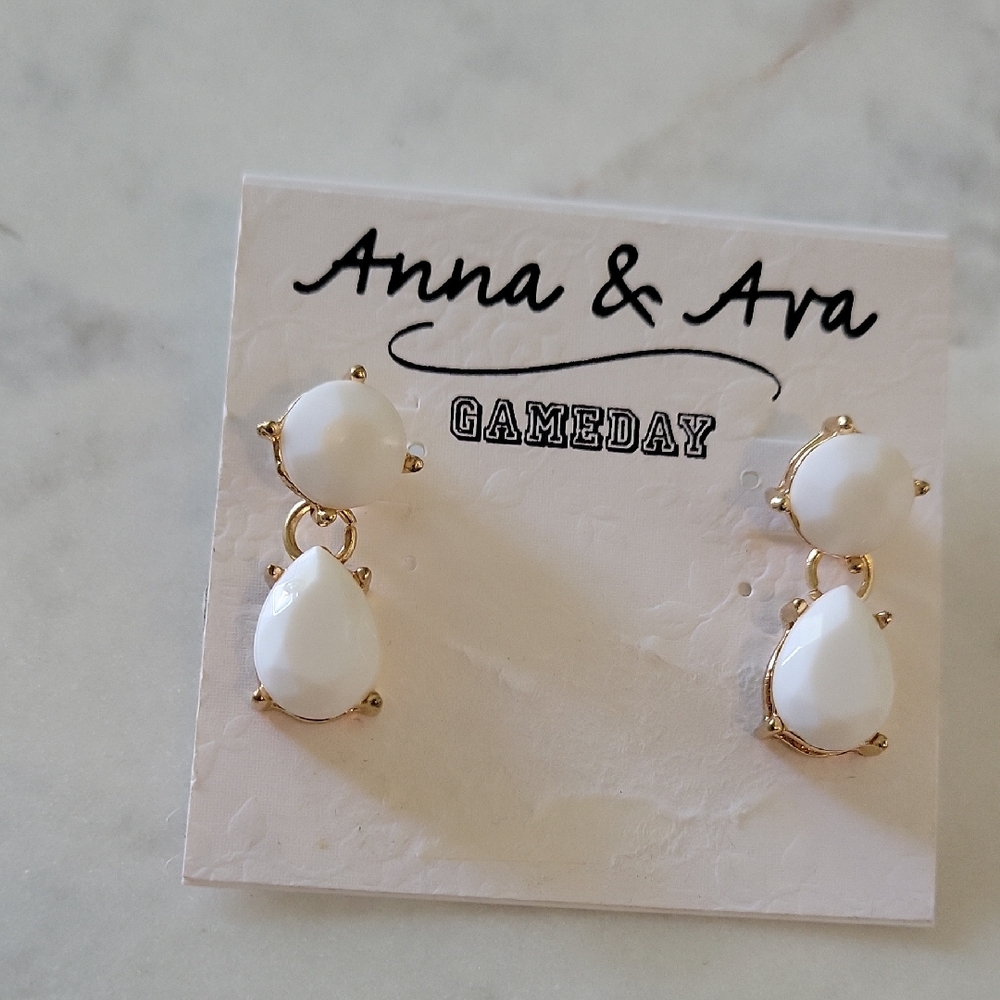 Anna & Ava Gold and White Drop Earrings